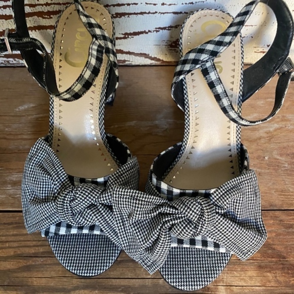 Sam Edelman Black & White Eva Gingham Sandal 6 - Picture 7 of 8